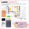 Large Grid Mesh Pencil Case 2 Compartment Pen Bag Clear Handheld Multifunction Pencil Pouch Transparent Makeup Bag for Teen Student College Business Travel Office Adult - Pink